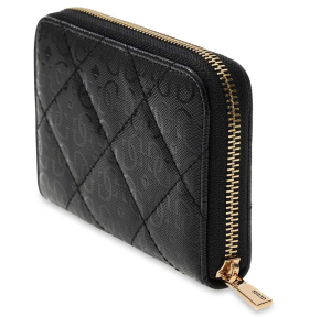 Portefeuille Guess effet matelassé zippé Libby SWGG991214 BLA, couleur Noir, vue de profil