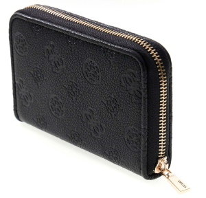 Portefeuille Guess imprimé logo zippé Anise SLG SWPD991614 BKO, couleur Noir logo, vue de profil