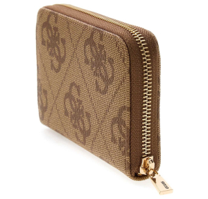 Portefeuille Guess imprimé logo zippé Janie SWOS992414 LTL, couleur Logo Latte (marron clair / marron), vue de profil