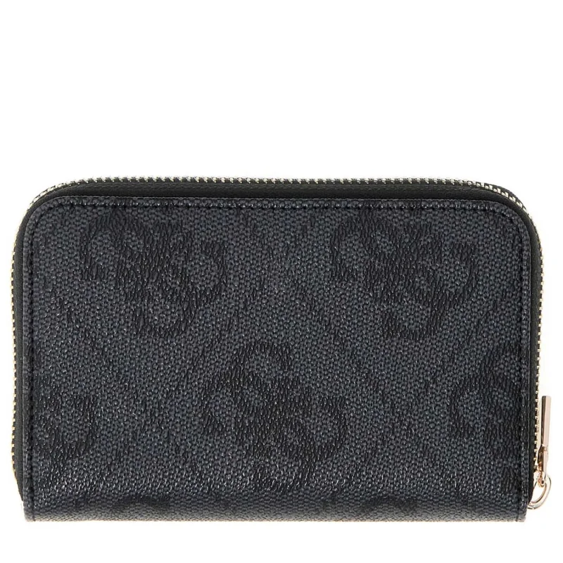 Portefeuille Guess imprimé logo zippé Janie SWOS992414 CLO, couleur Logo Coal (gris foncé / noir), vue de dos Portefeuille Guess imprimé logo zippé Janie SWOS992414 CLO, couleur Logo Coal (gris foncé / noir), vue de dos