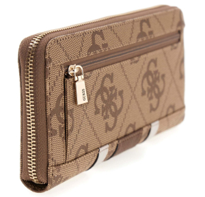 Portefeuille Guess imprimé logo zippé Laurel II SLG SWSS7459146, LGW, couleur Logo latte / marron, vue de profil