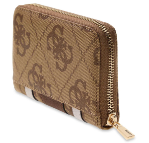 Portefeuille Guess imprimé logo zippé Laurel II SLG SWSS745914 LGW, couleur Logo Latte / Marron, vue de profil