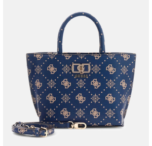 Petit sac cabas Guess avec bandoulière Emelie HWGP992875 NLO couleur Blau multi, vue de face avec bandoulière