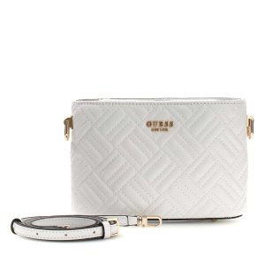 Sac bandoulière Guess chaîne décorative Sally HWQG992177 WHI, couleur Blanc, vue de face avec bandoulière