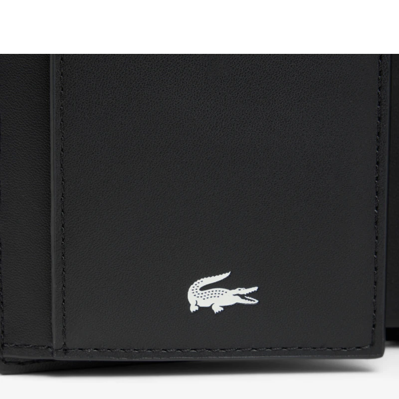 Portefeuille Lacoste Ossian en cuir NH5057OI 000 couleur noir détail Portefeuille Lacoste Ossian en cuir NH5057OI 000 couleur noir détail