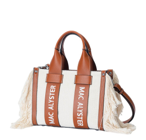Petit sac cabas Mac Alyster Clover franges KSO-2312-COGN (Cognac Marron) côté