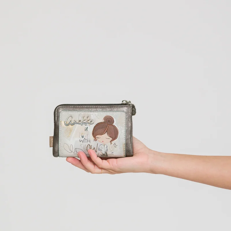 Portefeuille Anekke souple Sophia RFID 42809-912 couleur Gris , porté face Portefeuille Anekke souple Sophia RFID 42809-912 couleur Gris , porté face