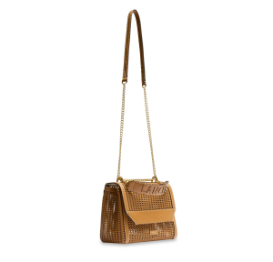 Sac porté épaule Lancel M en cuir Ninon A14009 20 couleur Camel, vue de profil