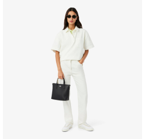 Mini sac cabas Lacoste effet grainé Anna NF5126AA M66 Noir Farine, porté