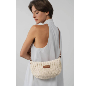 Petit sac bandoulière Lancaster Tressé coton 518-068-CAMLE, porté mannequin