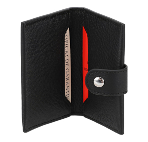 Petit Porte-cartes à pression Cuir 2528-795-NOIR Noir Arthur & Aston Vue intérieure