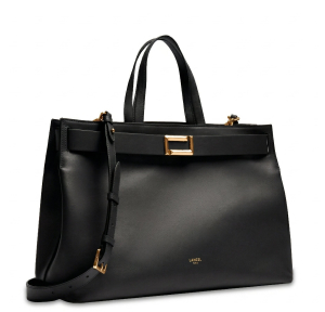 Grand sac carryall L Lancel Angèle en cuir lisse A1401810TU Noir côté