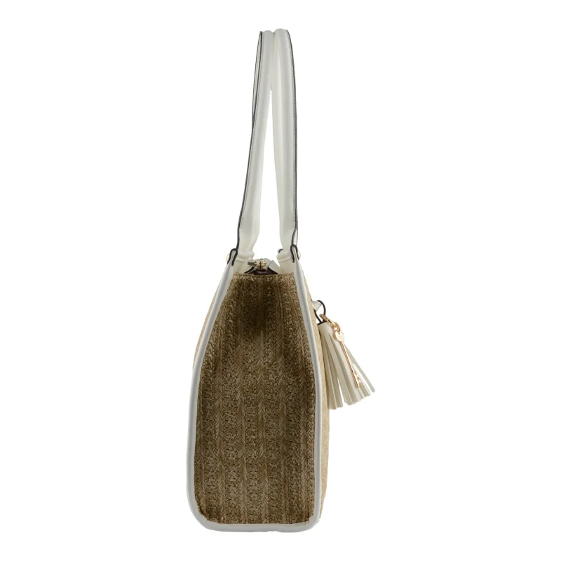 Sac porté épaule Prudence 292585BEI/BLC Beige / Blanc Francinel Vue de profil Sac porté épaule Prudence 292585BEI/BLC Beige / Blanc Francinel Vue de profil