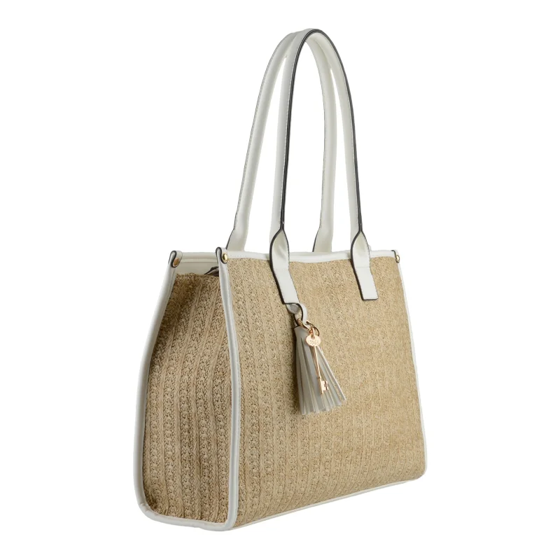 Sac porté épaule Prudence 292585BEI/BLC Beige / Blanc Francinel Vue de côté Sac porté épaule Prudence 292585BEI/BLC Beige / Blanc Francinel Vue de côté