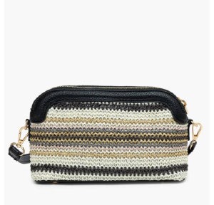 Petit sac bandoulière Lollipopsen paille tressée Sartene S310031-1, couleur Noir, vue de dos