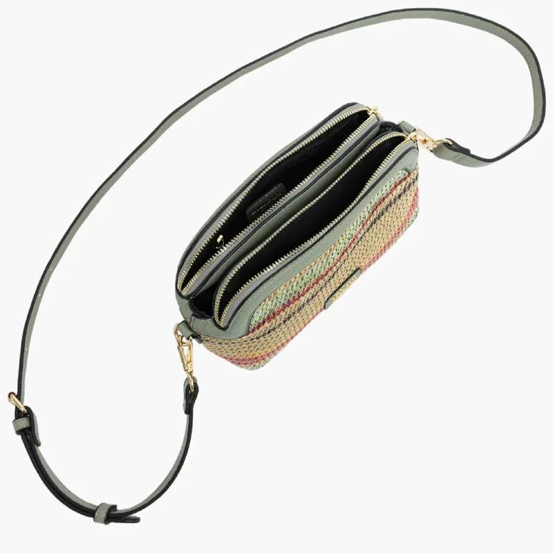 Petit sac bandoulière Lollipopsen paille tressée Sartene S310031-3, couleur Vert, ouvert Petit sac bandoulière Lollipopsen paille tressée Sartene S310031-3, couleur Vert, ouvert