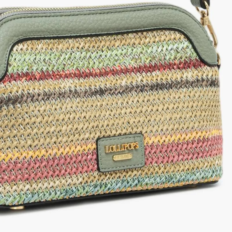 Petit sac bandoulière Lollipopsen paille tressée Sartene S310031-3, couleur Vert, vue de près Petit sac bandoulière Lollipopsen paille tressée Sartene S310031-3, couleur Vert, vue de près