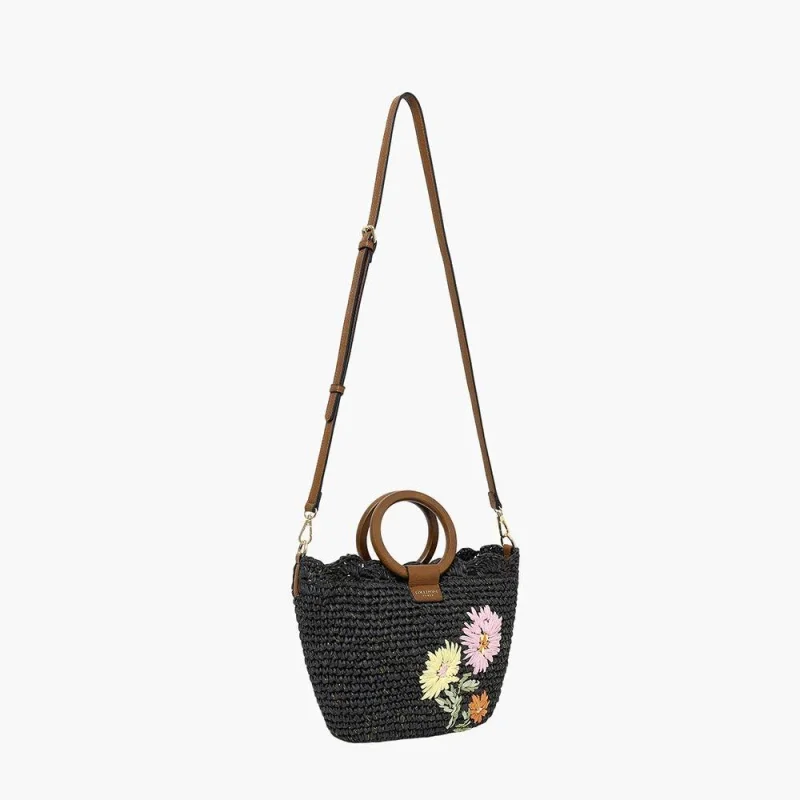 Sac panier Lollipops en paille Sybile S310313 2 couleur Noir, vue de profil Sac panier Lollipops en paille Sybile S310313 2 couleur Noir, vue de profil