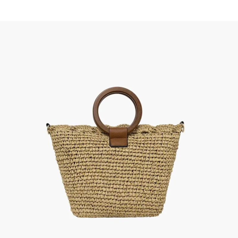 Sac panier Lollipops en paille Sybile S310313 1 couleur Beige, vue de dos Sac panier Lollipops en paille Sybile S310313 1 couleur Beige, vue de dos