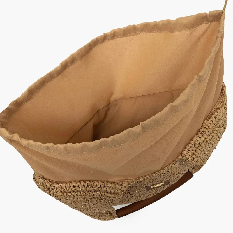 Sac hobo Lollipops en paille papier Sybile S310316 1 couleur Beige, ouvert Sac hobo Lollipops en paille papier Sybile S310316 1 couleur Beige, ouvert