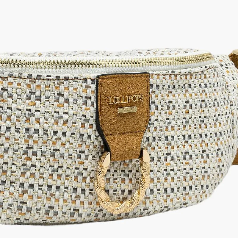 Sac banane Lollipops tressé Shai S310042-2, couleur Camel, vue de près Sac banane Lollipops tressé Shai S310042-2, couleur Camel, vue de près