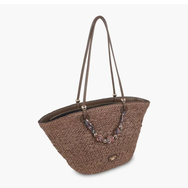 Grand sac panier Lollipops en paille papier Shirley S310335 2 couleur Marron, vue de profil Grand sac panier Lollipops en paille papier Shirley S310335 2 couleur Marron, vue de profil