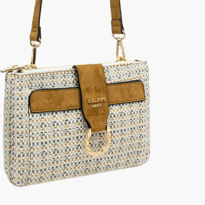 Sac bandoulière Lollipops tressé M Shai S310043-2, couleur Camel, vue de près Sac bandoulière Lollipops tressé M Shai S310043-2, couleur Camel, vue de près