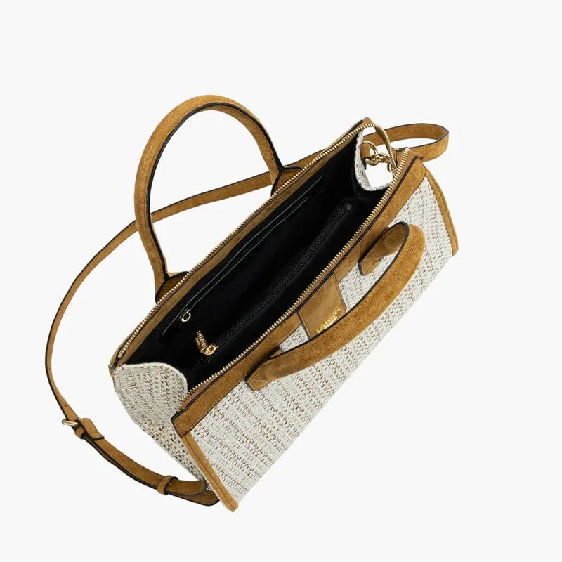 Sac à main Lollipops effet tressé M Shai S310044-2, couleur Camel, ouvert Sac à main Lollipops effet tressé M Shai S310044-2, couleur Camel, ouvert