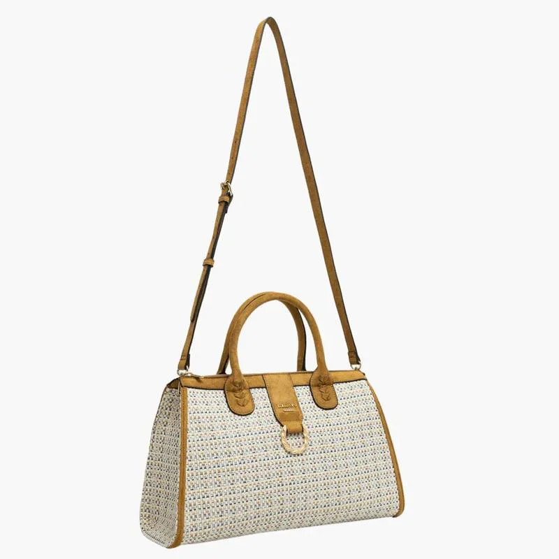 Sac à main Lollipops effet tressé M Shai S310044-2, couleur Camel, vue de profil Sac à main Lollipops effet tressé M Shai S310044-2, couleur Camel, vue de profil