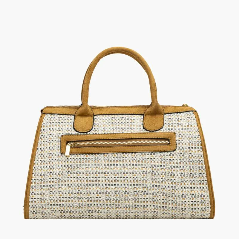 Sac à main Lollipops effet tressé M Shai S310044-2, couleur Camel, vue de dos Sac à main Lollipops effet tressé M Shai S310044-2, couleur Camel, vue de dos