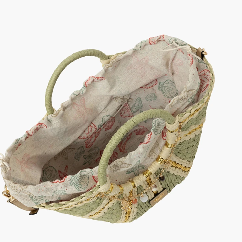 Grand sac panier lollipops ,Sotta S310425-3 de couleur kaki vue ouvert . Grand sac panier lollipops ,Sotta S310425-3 de couleur kaki vue ouvert .