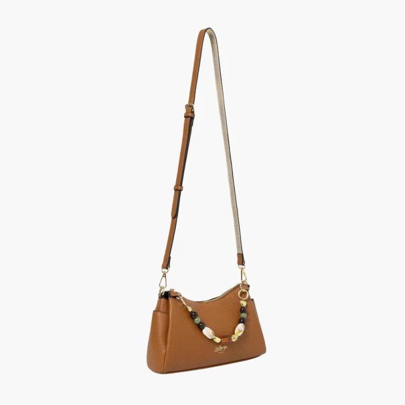 Sac porté épaule Lollipops avec perles Stefie S310308 3 couleur Camel, vue de profil Sac porté épaule Lollipops avec perles Stefie S310308 3 couleur Camel, vue de profil