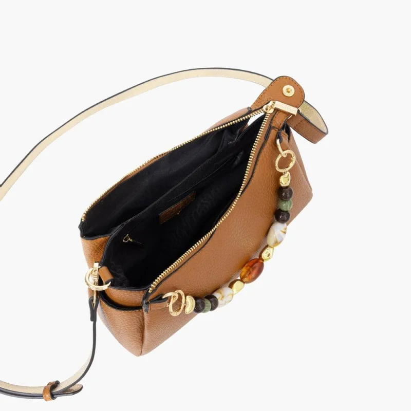 Sac porté épaule Lollipops avec perles Stefie S310308 3 couleur Camel, ouvert Sac porté épaule Lollipops avec perles Stefie S310308 3 couleur Camel, ouvert