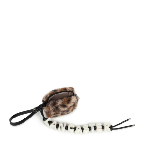 Étui Airpods Lancaster zippé avec lettrage Accessoires Moumoute PC-05-NR/LEO, couleur Noir léopard, vue de vue de profil