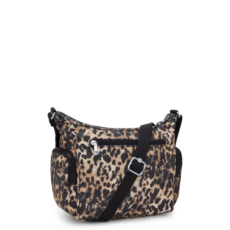 Grand sac bandoulière Kipling avec porte-clés Gabb S KPKI66076JP1, couleur Léopard sauvage, vue de profil droit Grand sac bandoulière Kipling avec porte-clés Gabb S KPKI66076JP1, couleur Léopard sauvage, vue de profil droit