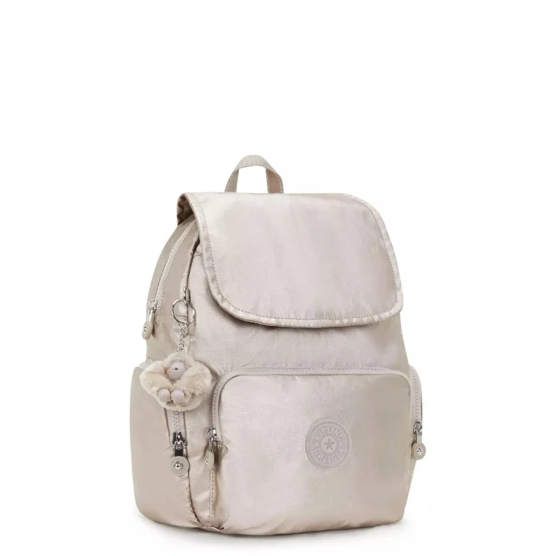 Petit sac à dos Kipling avec bretelles ajustables City Zip S KPKI563448I1, couleur Éclat métallique, vue de profil Petit sac à dos Kipling avec bretelles ajustables City Zip S KPKI563448I1, couleur Éclat métallique, vue de profil