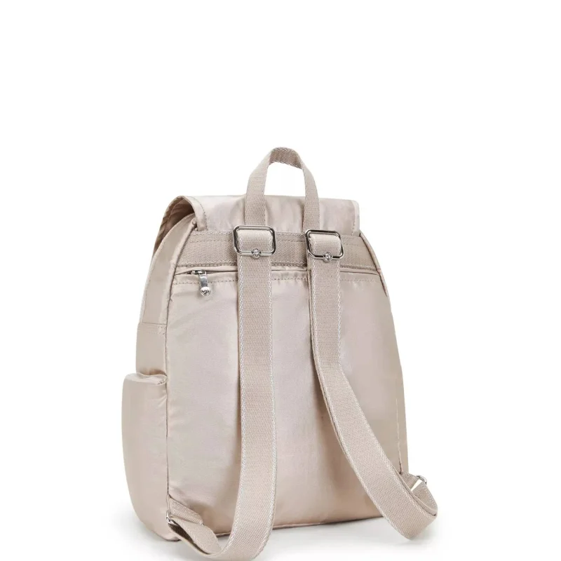 Petit sac à dos Kipling avec bretelles ajustables City Zip S KPKI563448I1, couleur Éclat métallique, vue de dos Petit sac à dos Kipling avec bretelles ajustables City Zip S KPKI563448I1, couleur Éclat métallique, vue de dos