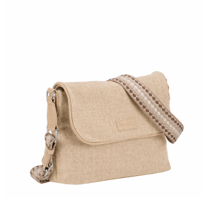 Petit sac bandoulière Mocca Toula à rabat M2610-06-F Beige côté