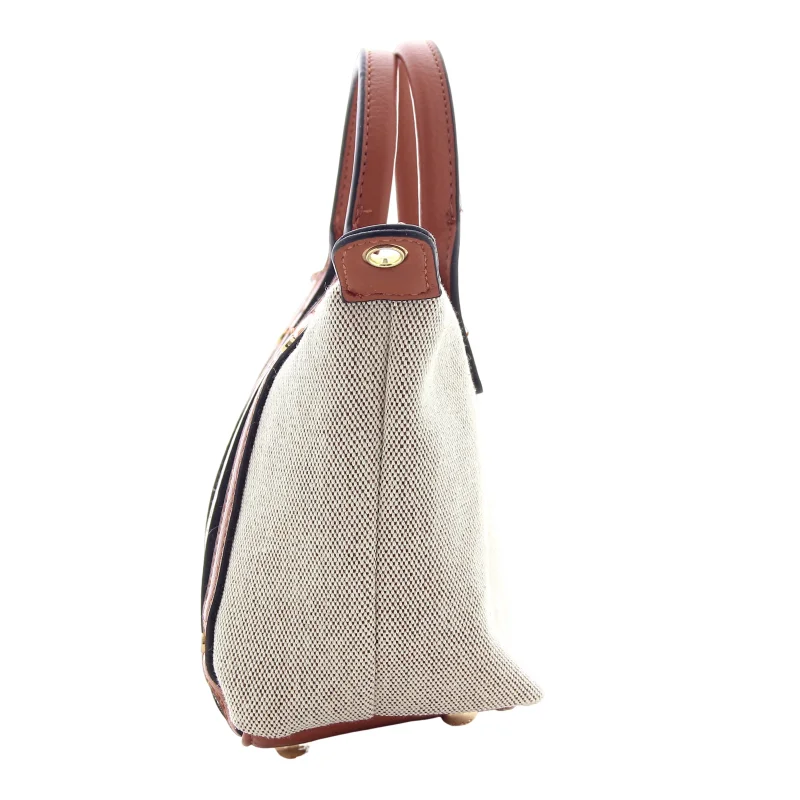Mini sac xs synthétique façon lin AD-103-LIN-COG Cognac Mac Alyster Vue de profil Mini sac xs synthétique façon lin AD-103-LIN-COG Cognac Mac Alyster Vue de profil