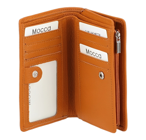 Porte-monnaie à pression Julie cuir M170E-155-CAME Camel Mocca Vue intérieure