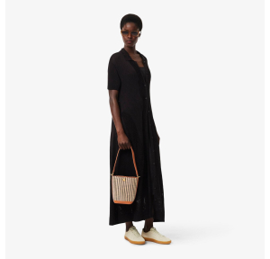 Petit sac seau Summer Pack en raphia Noir Tan Naturel Lacoste Vue mannequin