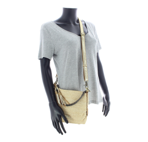 Sac porté épaule zippé en textile 20206XSCM-42 Ambre Mila Louise Vue mannequin