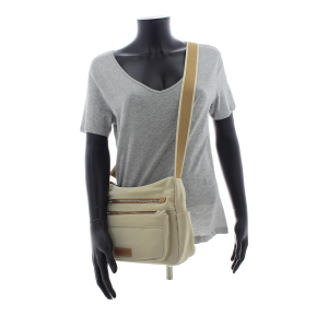 Sac porté travers Naema multipoches 292633BEIGE Beige Francinel Vue mannequin