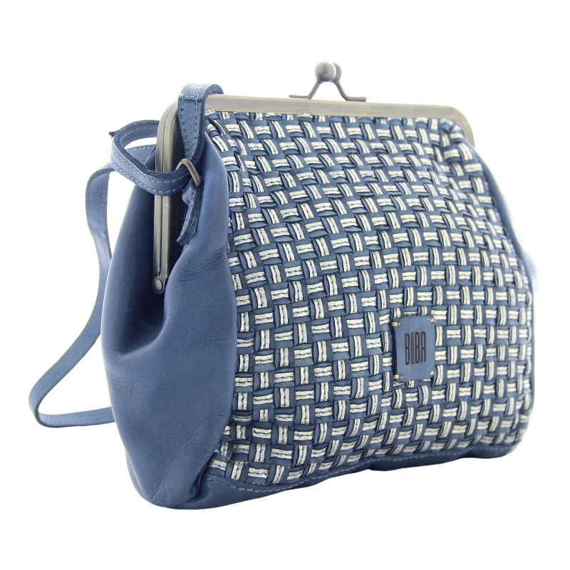 Sac bandoulière Kansas Blink en cuir tressé KAB21L BLUE Bleu Biba Vue de côté Sac bandoulière Kansas Blink en cuir tressé KAB21L BLUE Bleu Biba Vue de côté