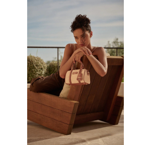 Petit sac polochon zippé Mini Osier 518-072-COG Cognac Lancaster Vue porté à la main