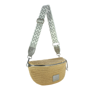 Sac banane Braddie façon Paille MJ1709ARG Beige Argent Mia & Joy Vue de profil