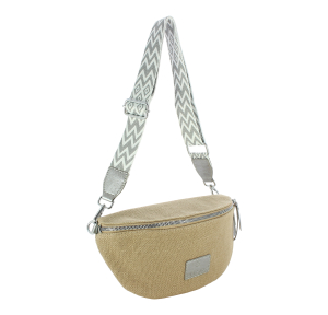 Sac banane Braddie Lin MJ1707BE/AR Beige Argent Mia & Joy Vue de profil