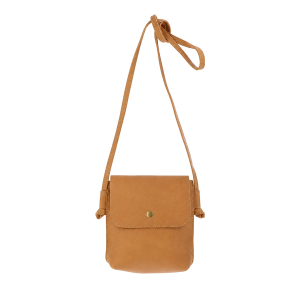 Petit sac bandoulière à rabat en cuir N001-14U-B Cognac Noordsen Vue de face