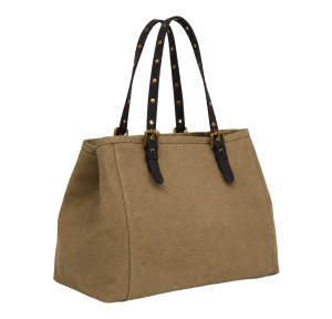 Cabas main/épaule en coton 37x22x29 cm S45Z4505091 Kaki noir Gerard Darel Vue de côté