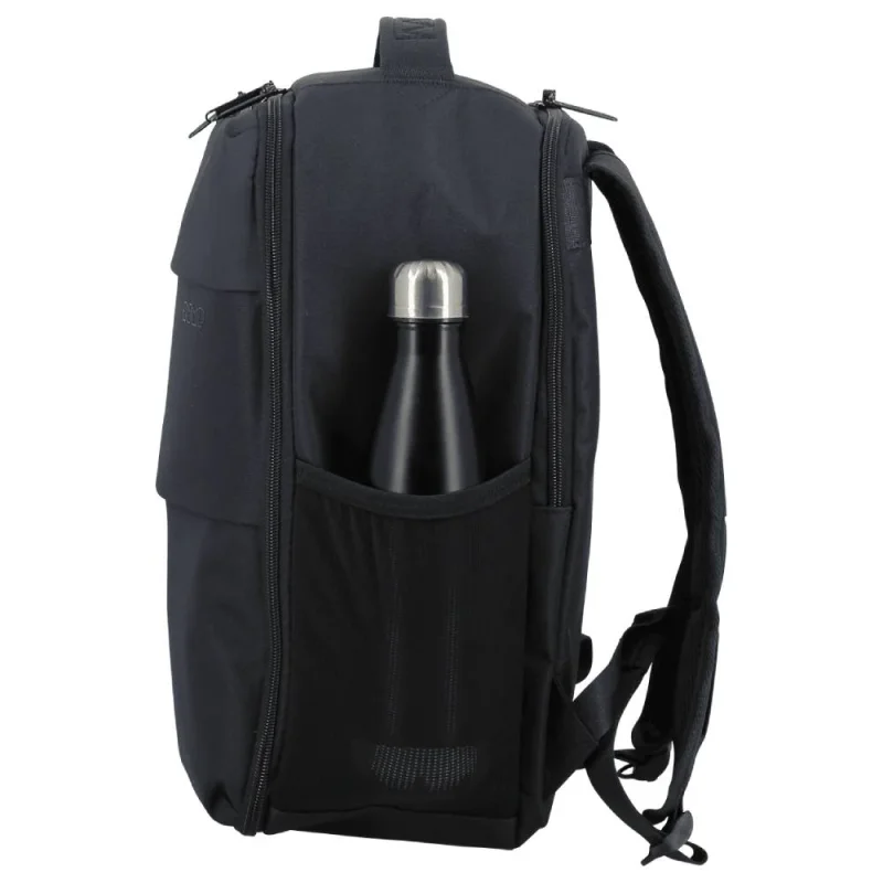 Sac à dos de voyage Jump Dunaa DU12 MAR, couleur Marine, vue de côté gauche avec gourde Sac à dos de voyage Jump Dunaa DU12 MAR, couleur Marine, vue de côté gauche avec gourde